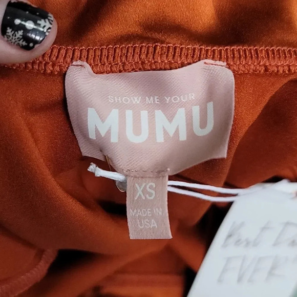 Show Me Your MuMu Verona Cowl Dress in Burnt Orange Luxe Satin - Picture 7 of 10